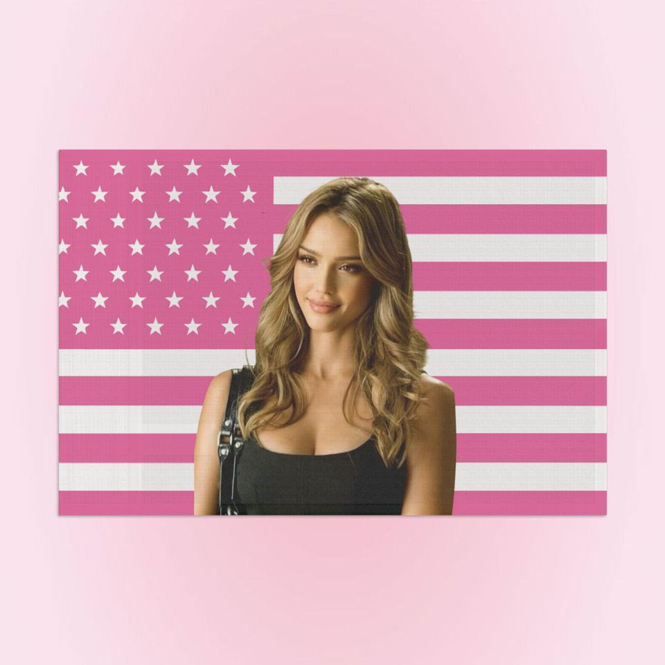 Jessica Alba Pink Flag, 2000s Wall Decor
