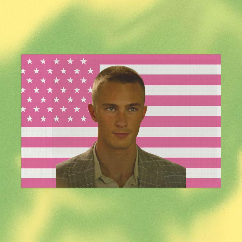 Drew Starkey Pink Flag, Wall decor, Room decor, Gift for her, Present, Rafe Cameron