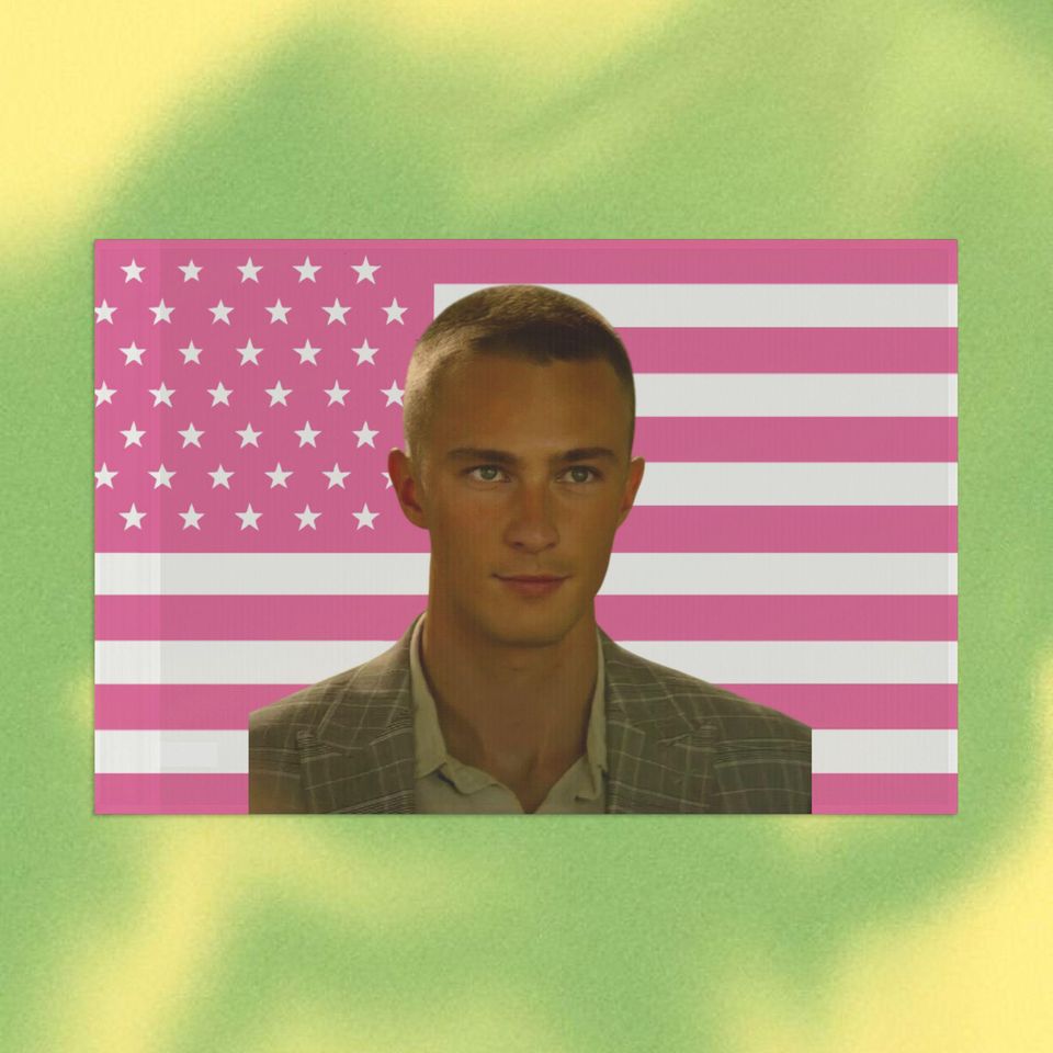 Drew Starkey Pink Flag, Wall decor, Room decor, Gift for her, Present, Rafe Cameron