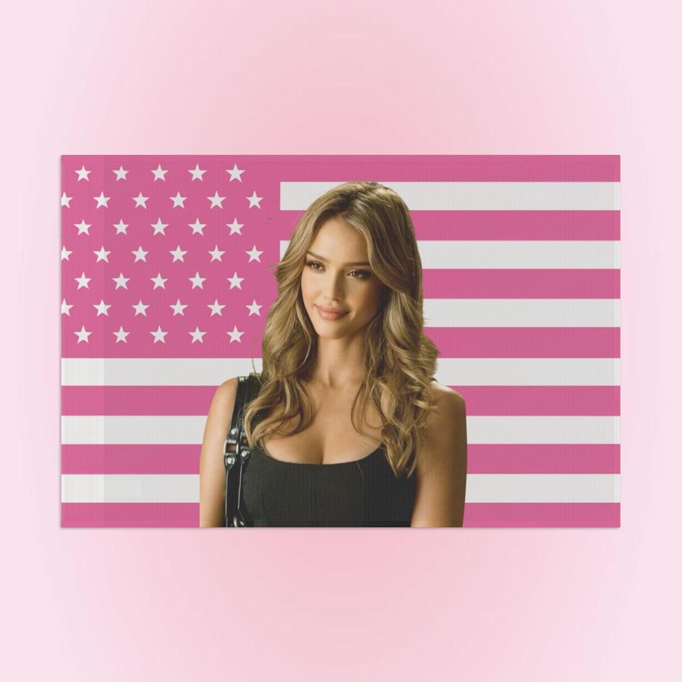 Jessica Alba Pink Flag, 2000s Wall Decor
