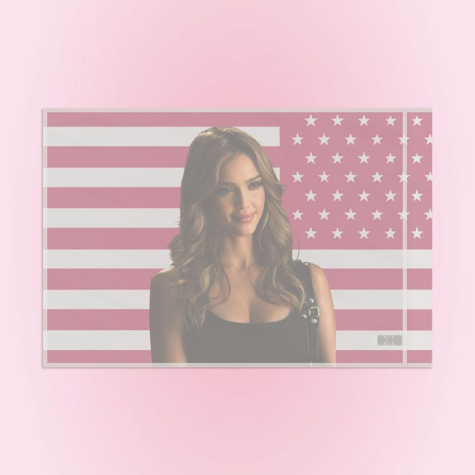 Jessica Alba Pink Flag, 2000s Wall Decor
