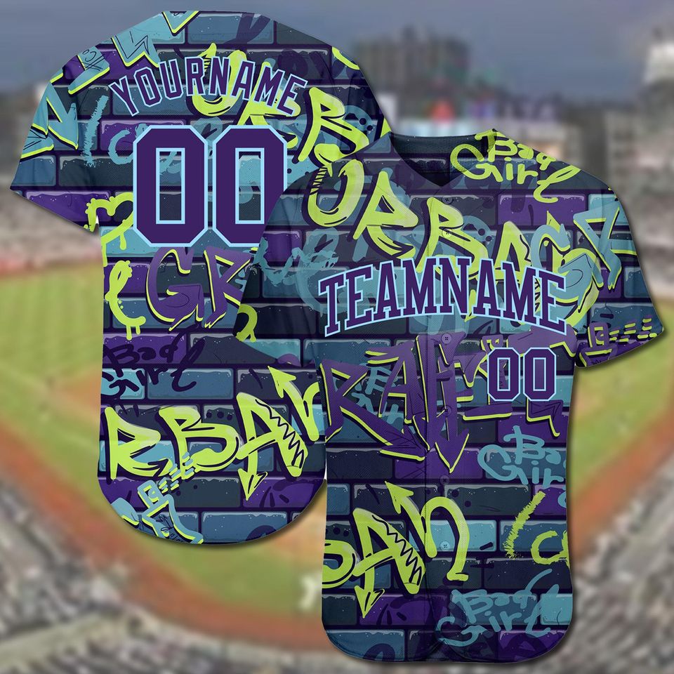 Customizable Baseball Jersey with Graffiti Galaxy Art and Personalized Team Shirt