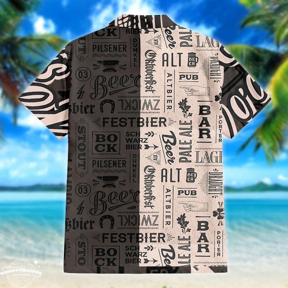 Beer O'Clock Hawaiian Shirt Men’s Aloha Button-Down Luau Shirt
