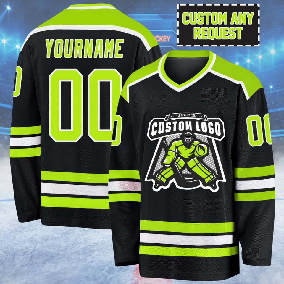 Custom Men's Hockey Jersey with Team Logo, Personalized Name and Number, Ice Hockey Uniform for Men, Women, Youth