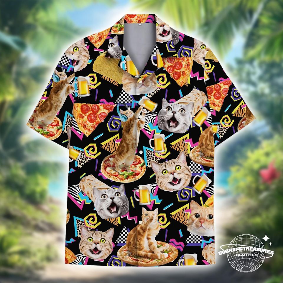 Cat Beer Pizza Hawaiian Shirt