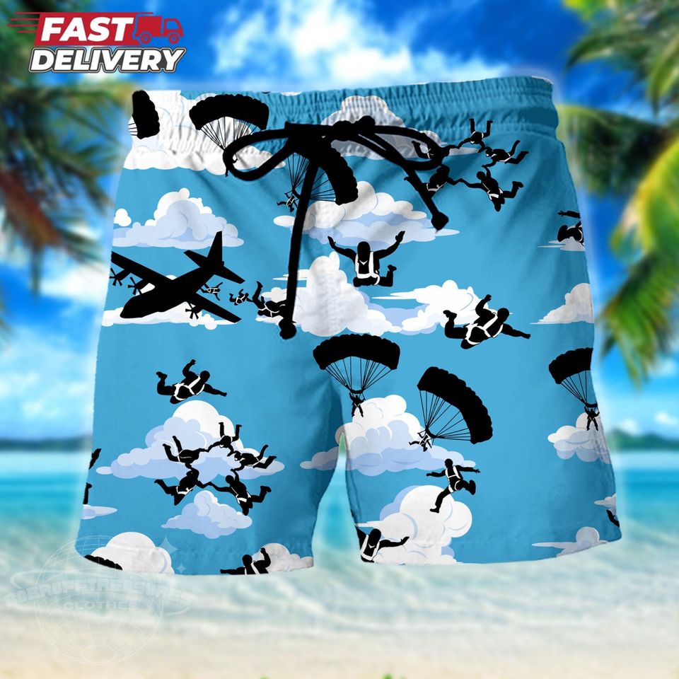 Tropical Skydiving Hawaiian Shirt - Fun Skydiver Button-Down Shirt