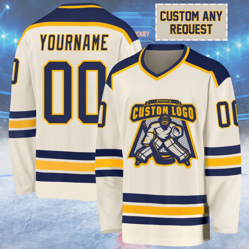 Custom Men's Hockey Jersey with Team Logo, Personalized Name and Number, Ice Hockey Uniform for Men, Women, Youth