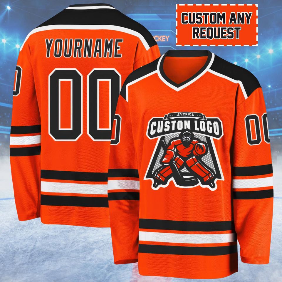 Custom Men's Hockey Jersey with Team Logo, Personalized Name and Number, Ice Hockey Uniform for Men, Women, Youth