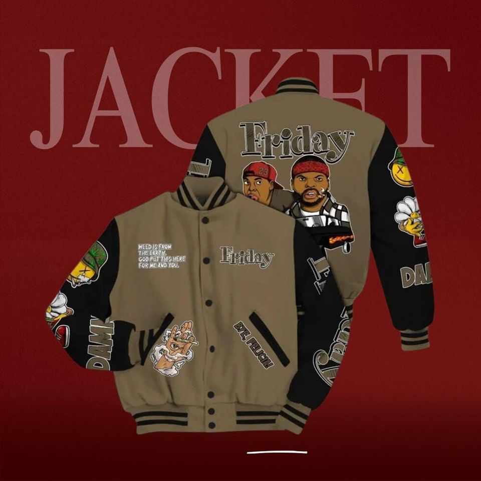 Dunkare Varsity Jacket for Olive 9s - Friday Sneaker Stress All Over Print