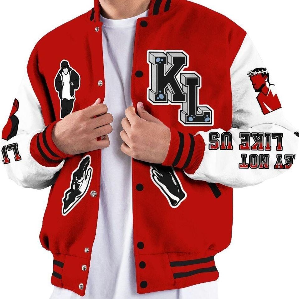 Varsity Jacket To Match OG Fire Red 5s - Dislike Us All Over Print