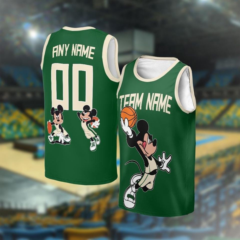 Personalized Milwaukee Mickey Mouse Basketball Jersey, Jersey For Men With Your Team Name, Fan Basketball Jersey