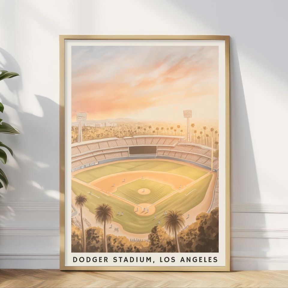 Dodger Stadium Art Print: Los Angeles Baseball, Palm Tree Decor