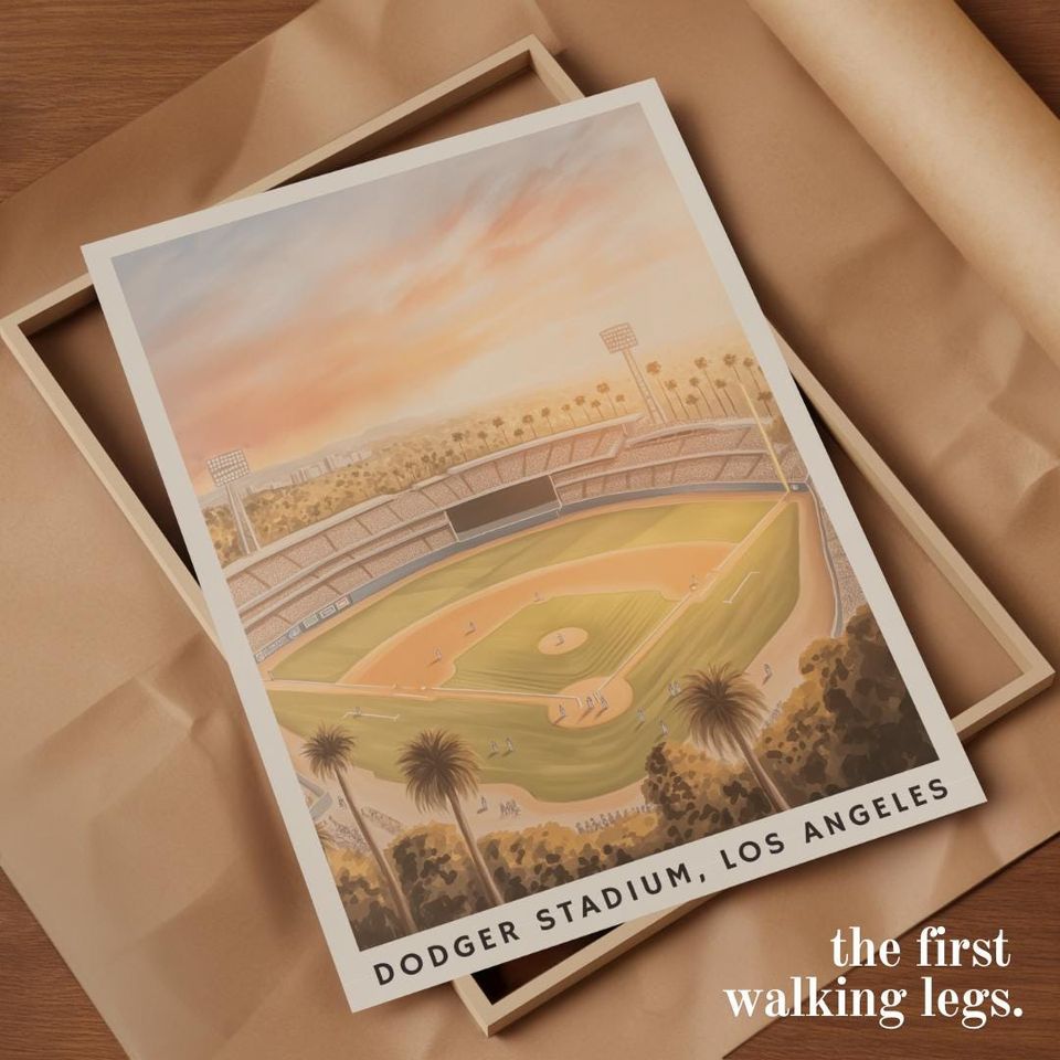 Dodger Stadium Art Print: Los Angeles Baseball, Palm Tree Decor