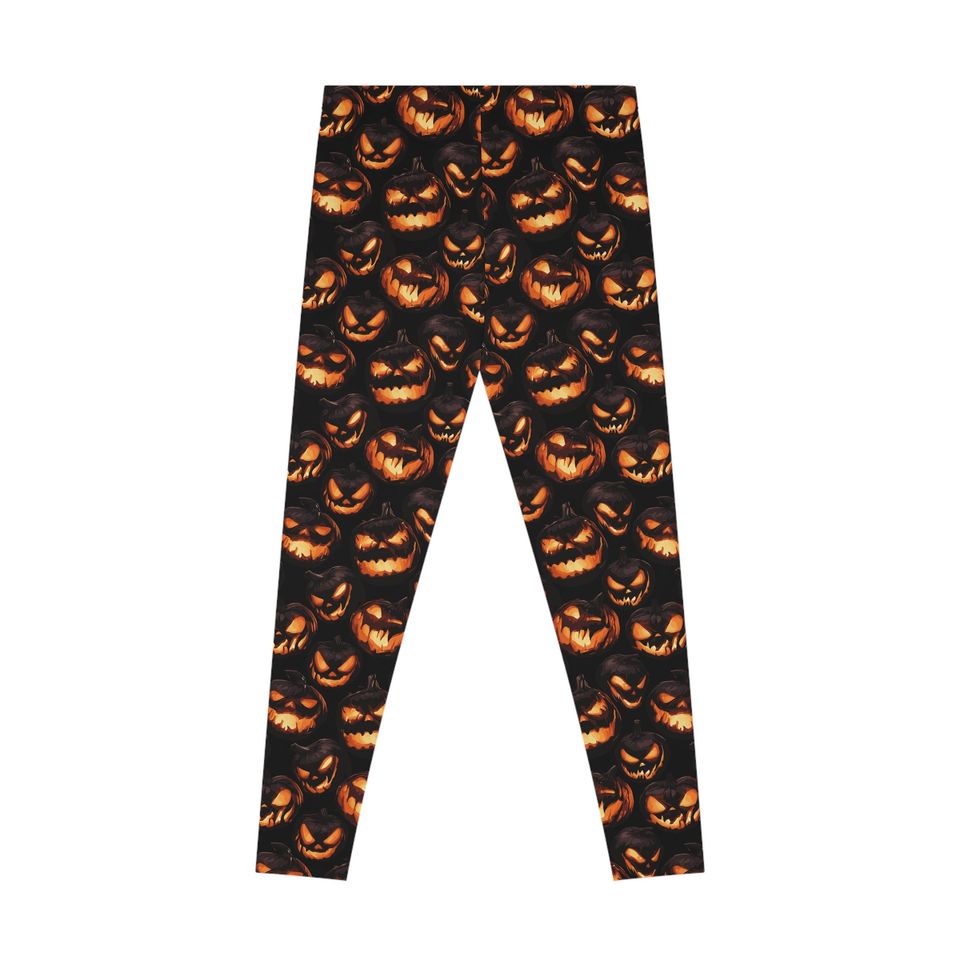 Stretchy Leggings (AOP), Pumpkin, Jack-o-Lantern, Colorful, Dark, Gothic