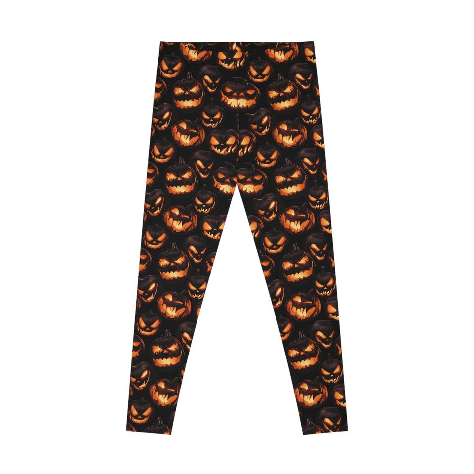 Stretchy Leggings (AOP), Pumpkin, Jack-o-Lantern, Colorful, Dark, Gothic