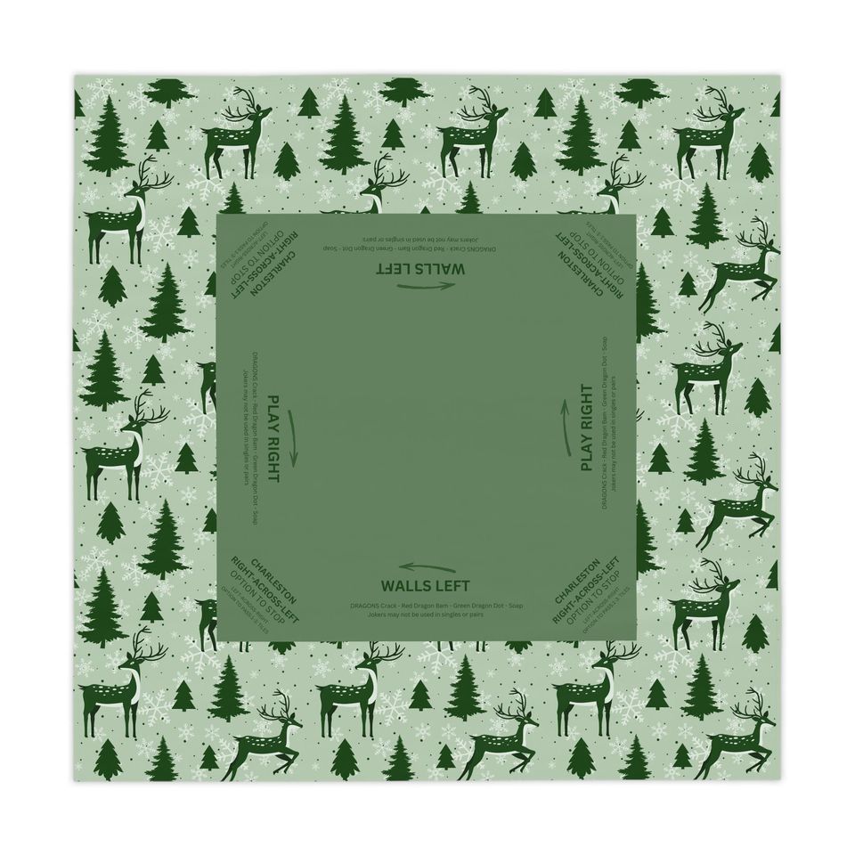 Christmas Mahjong Mat- Forest Coquette, Deer & Reindeer Design