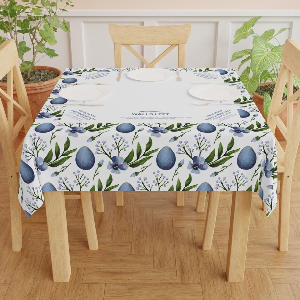 Mahjong Mat, Blue Eggs, Easter Game Night Hostess Gift, Floral Lattice Pattern