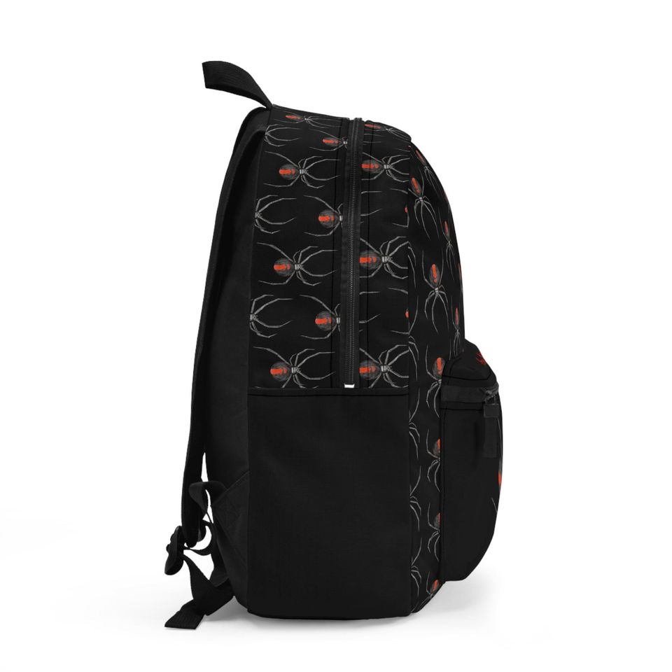 Black Backpack, Redback Spider Design, Personalized