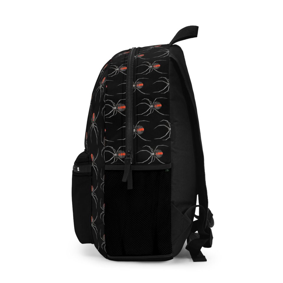 Black Backpack, Redback Spider Design, Personalized