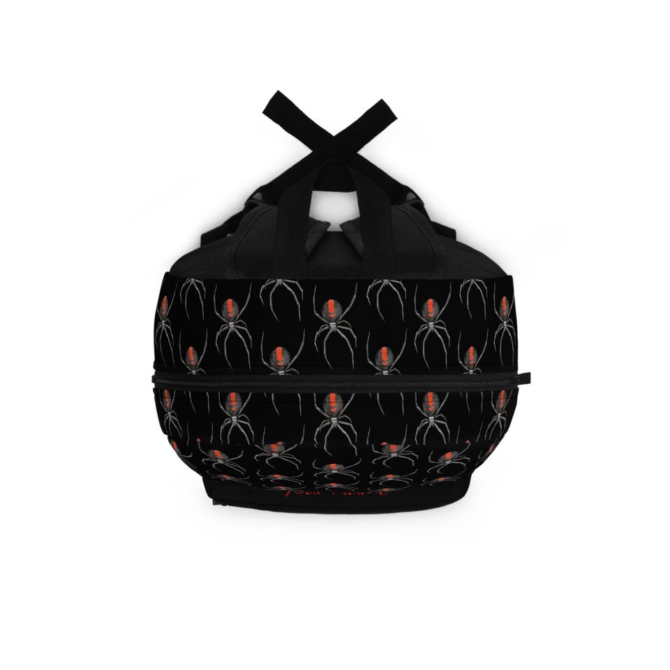 Black Backpack, Redback Spider Design, Personalized