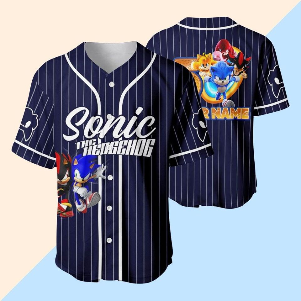Custom Sonic Shadow The Hedgehog Baseball Jersey, Personalized Number & Name Sonic Jersey, Sonic party jersey, Birthday gift for Kids