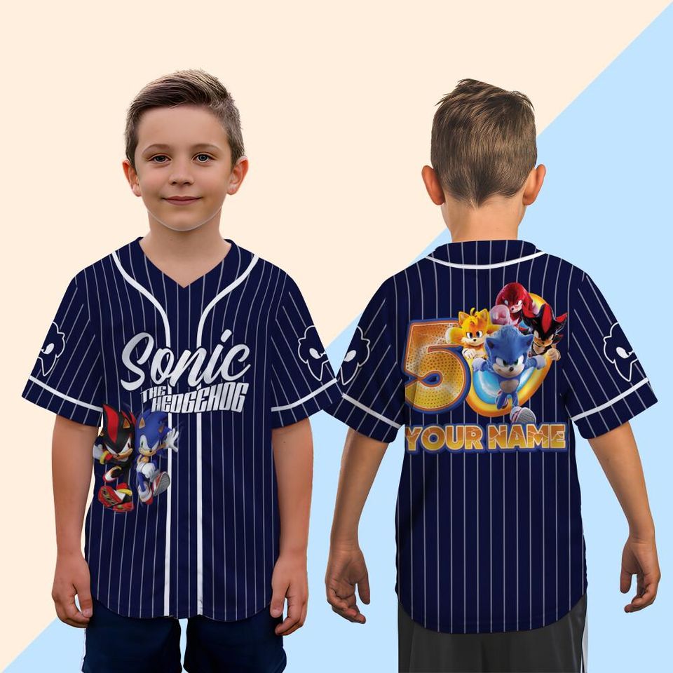 Custom Sonic Shadow The Hedgehog Baseball Jersey, Personalized Number & Name Sonic Jersey, Sonic party jersey, Birthday gift for Kids