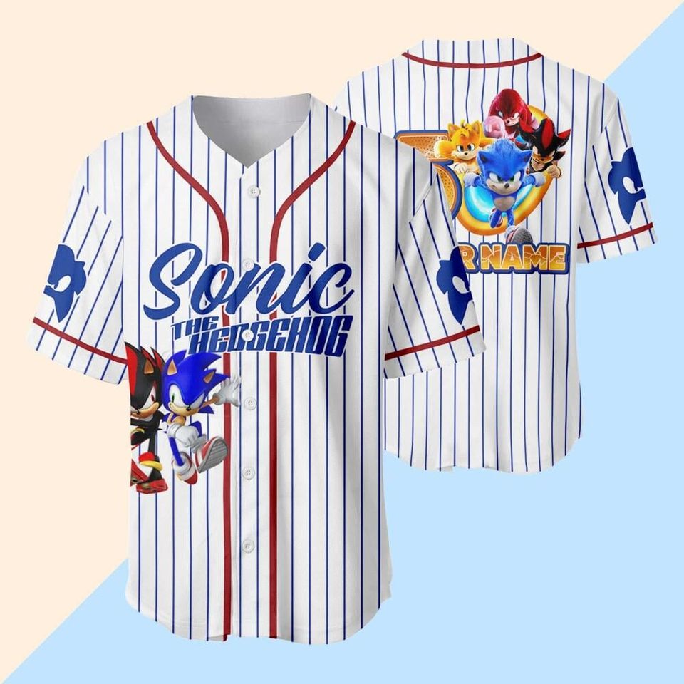 Custom Sonic Shadow The Hedgehog Baseball Jersey, Personalized Number & Name Sonic Jersey, Sonic party jersey, Birthday gift for Kids