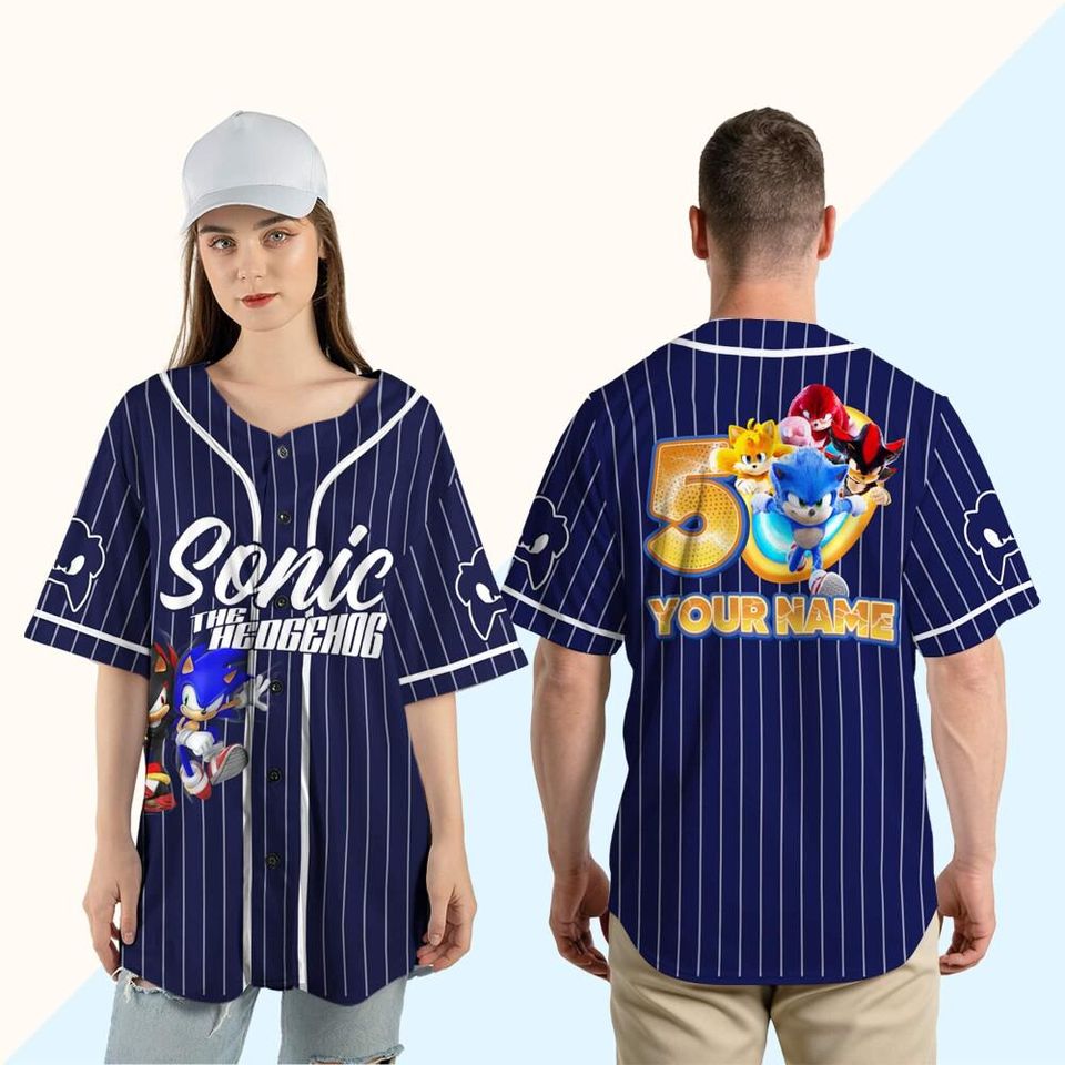 Custom Sonic Shadow The Hedgehog Baseball Jersey, Personalized Number & Name Sonic Jersey, Sonic party jersey, Birthday gift for Kids