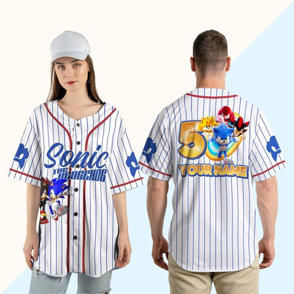 Custom Sonic Shadow The Hedgehog Baseball Jersey, Personalized Number & Name Sonic Jersey, Sonic party jersey, Birthday gift for Kids