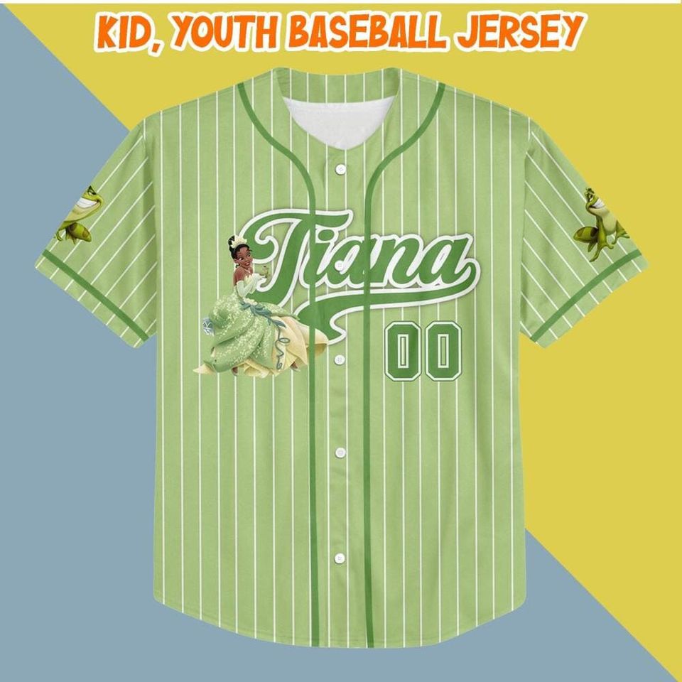 Custom Disney Princess Tiana Brave Baseball Jersey, Custom Tiana Baseball, Disney Princess Baseball Jersey