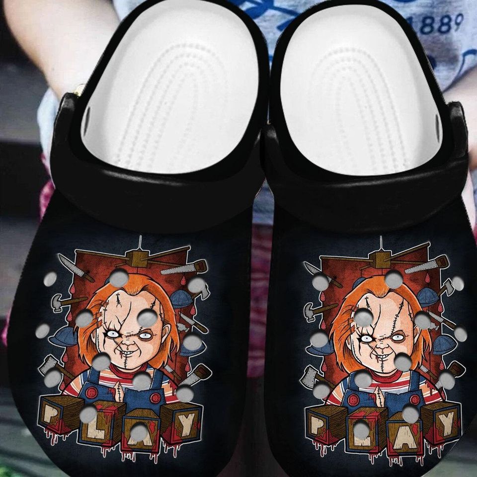 Comfortable Clogs Chucky Doll Horror Movie Black Clogs