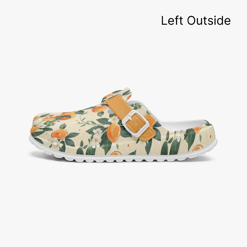 Unisex Slip-On Clogs with Orange Fruit Pattern for Women, Men & Children, Comfortable Nursing Mules