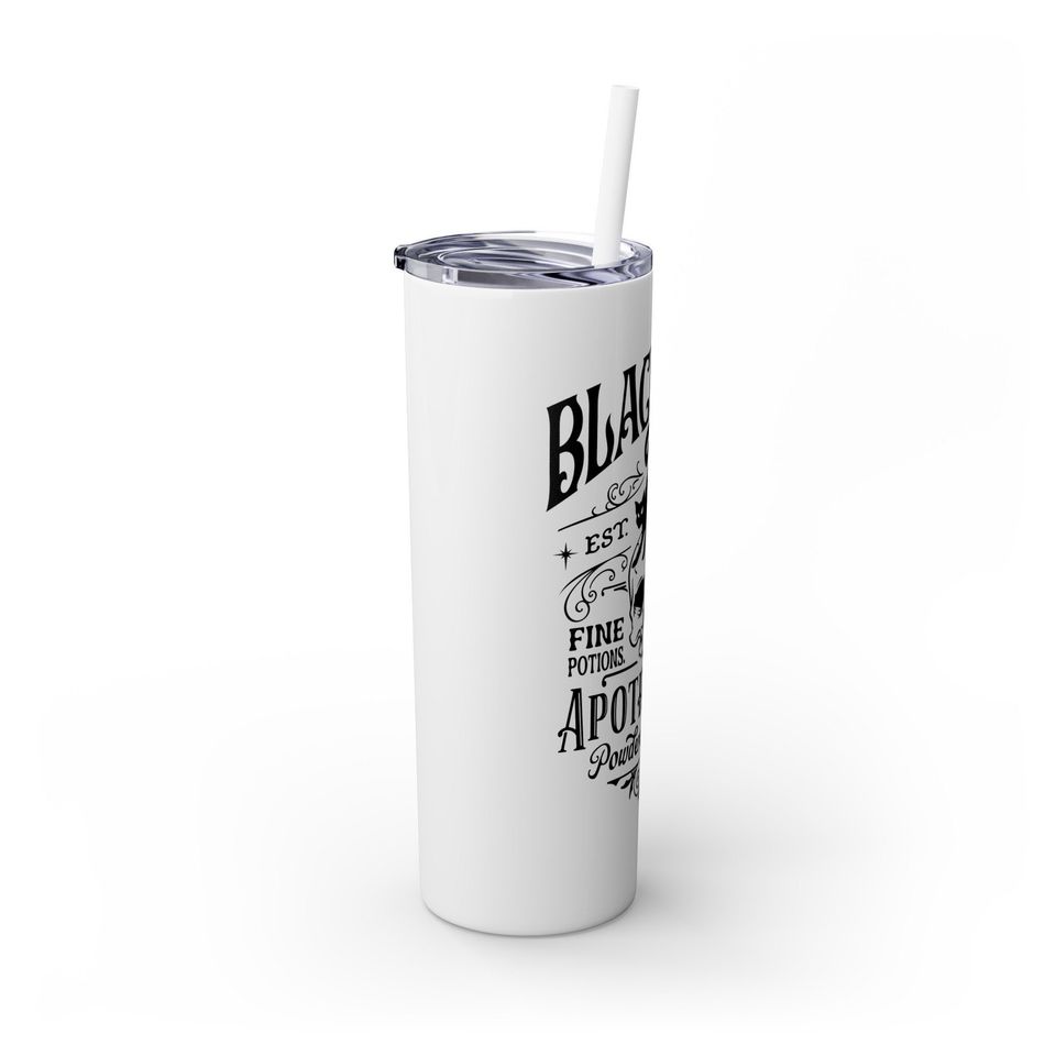 Halloween Tumbler with Straw - Black Cat Apothecary, 20oz