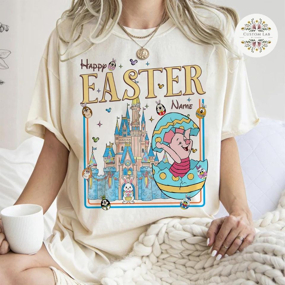 Personalized Disney Easter Shirt, Mickey and Friends Winnie The Pooh Bunny Egg Happy Easter Day, Family Easter Rabbit Costume, Kids Easter