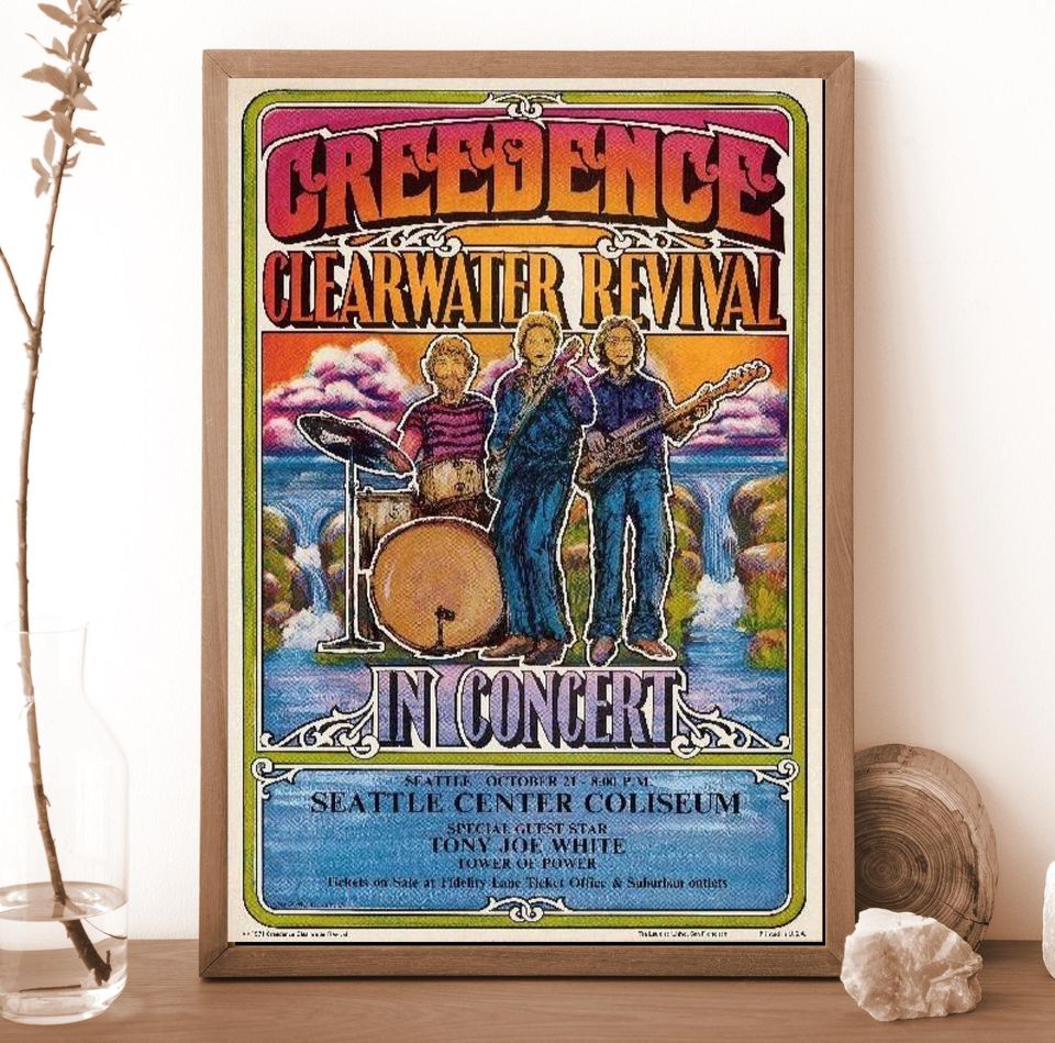 Authentic Creedence Clearwater Revival Vintage Poster 1960s Vertical Print