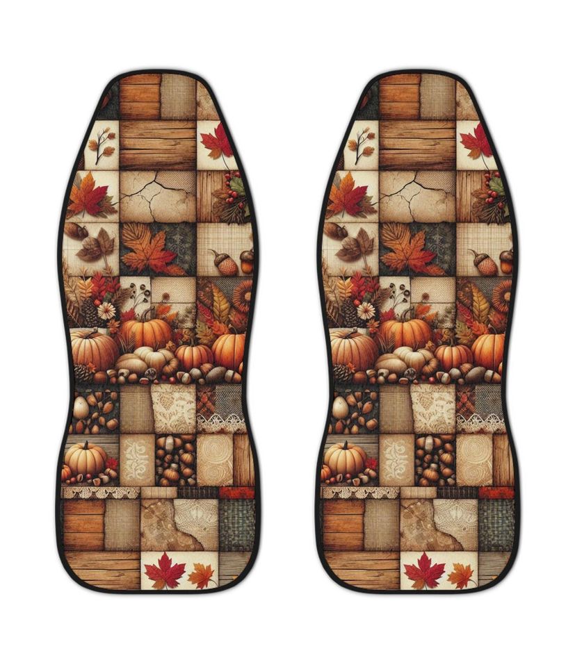 Autumn Patchwork Car Seat Covers: Cozy Fall Decor, Universal Fit