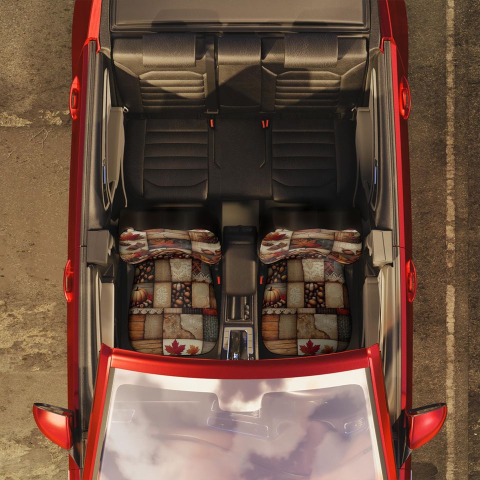 Autumn Patchwork Car Seat Covers: Cozy Fall Decor, Universal Fit