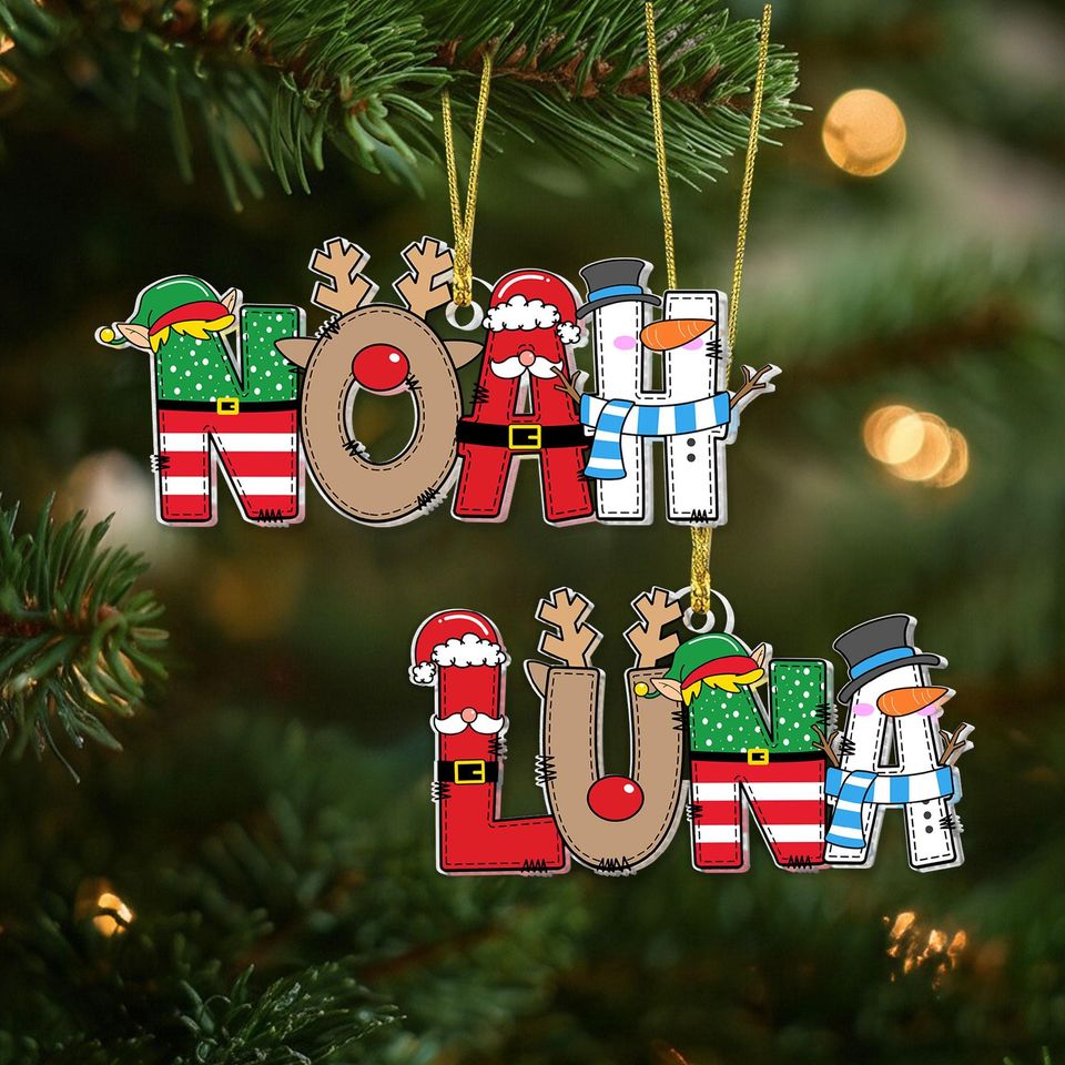 Personalized Acrylic Alphabet Christmas Ornament: Kids Gift