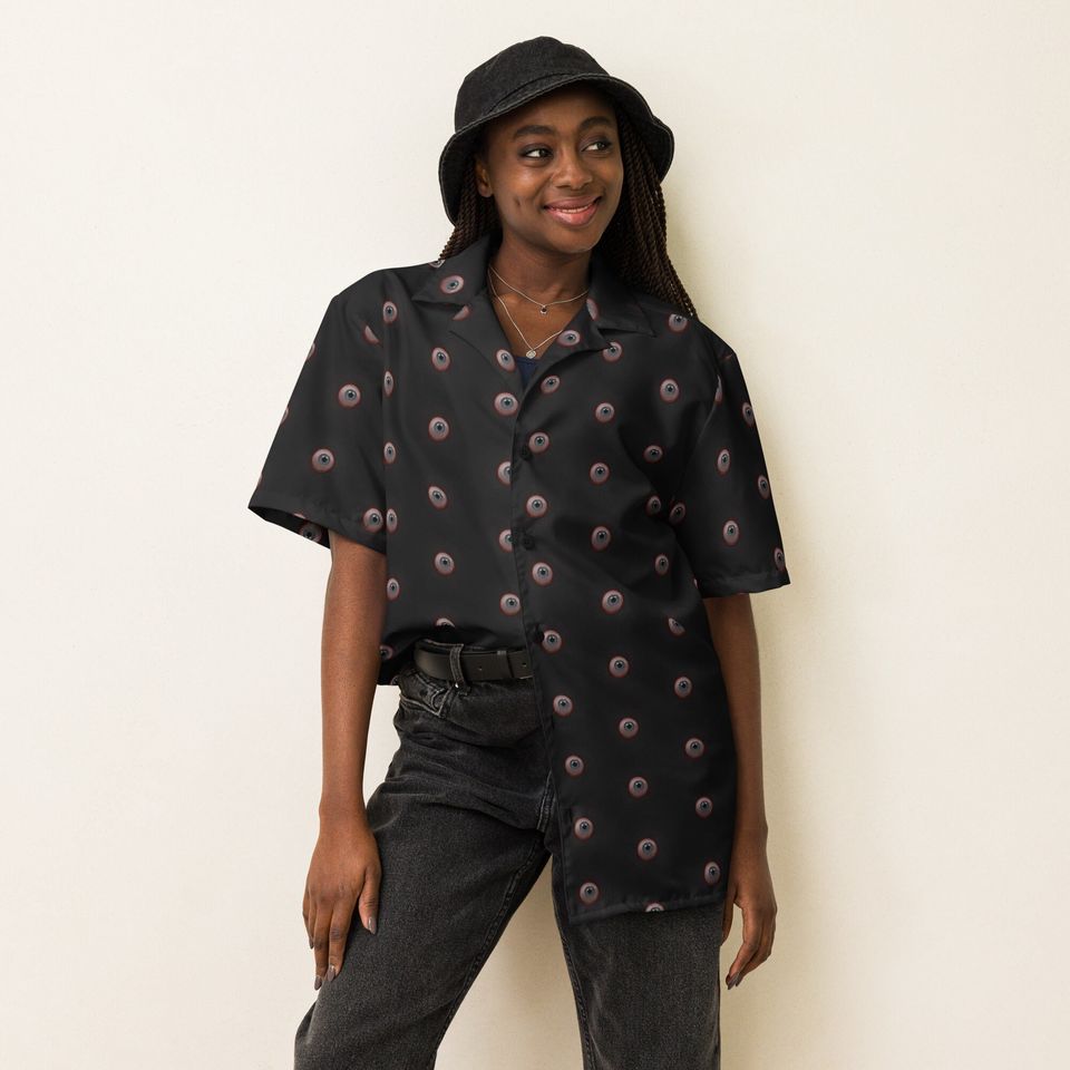 Scary Horror Eyeballs Patterned Button Down Shirt