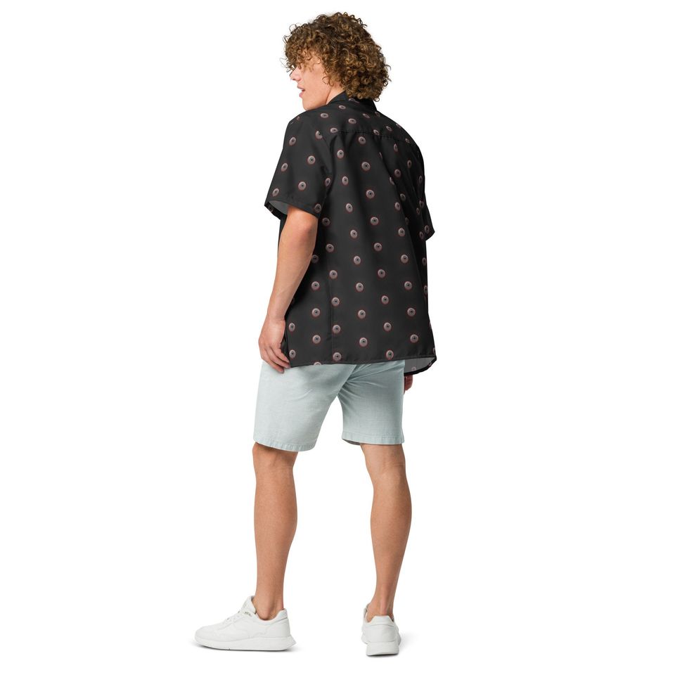 Scary Horror Eyeballs Patterned Button Down Shirt