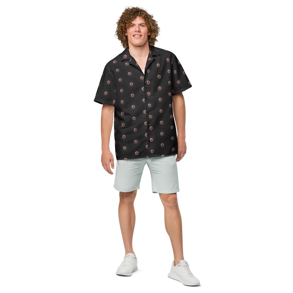 Scary Horror Eyeballs Patterned Button Down Shirt