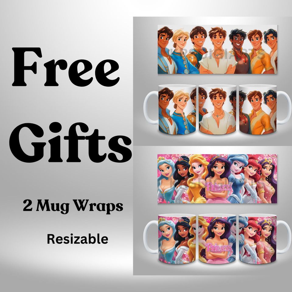 3D Halloween Mini Classic Cartoon Character Mug Wrap,  Mug Sublimation Wrap