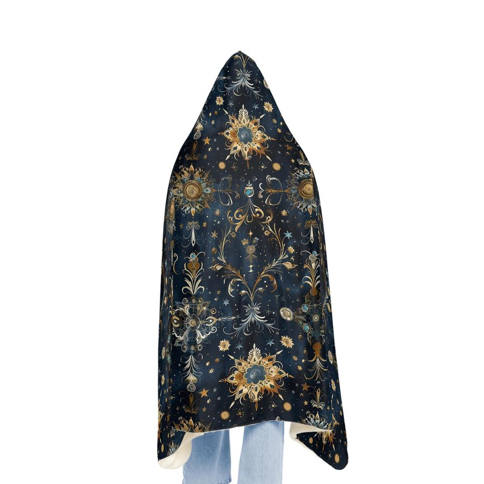 Cosmic Elegance Hooded Snuggle Blanket | Cozy Home Decor, Gift for Her, Stargazer Blanket, Winter Snuggle, Unique Throw