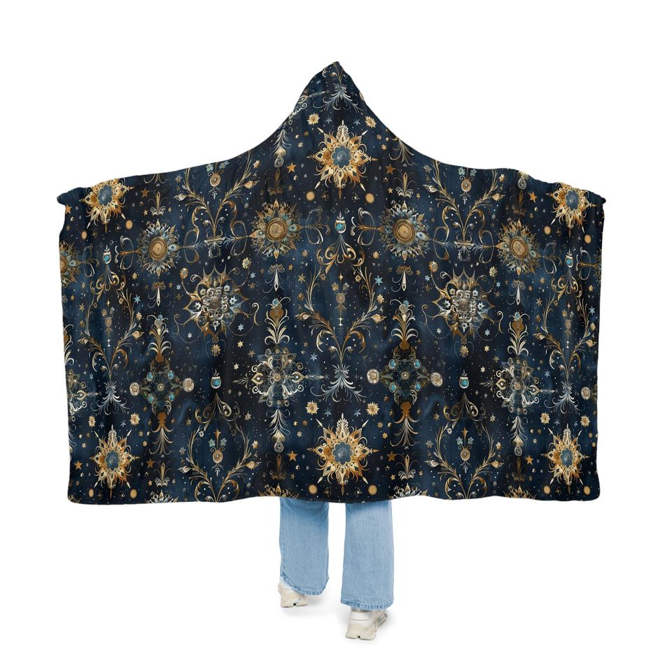 Cosmic Elegance Hooded Snuggle Blanket | Cozy Home Decor, Gift for Her, Stargazer Blanket, Winter Snuggle, Unique Throw