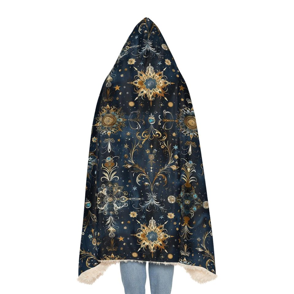 Cosmic Elegance Hooded Snuggle Blanket | Cozy Home Decor, Gift for Her, Stargazer Blanket, Winter Snuggle, Unique Throw