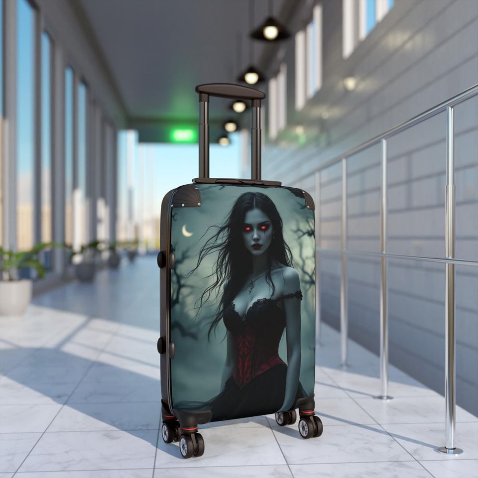 Gothic Vampire Suitcase, Dark Traveler Bag, Spooky Luggage