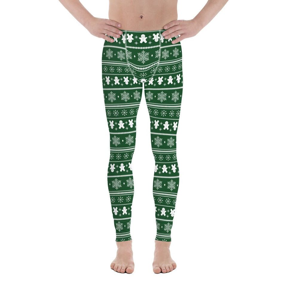 Christmas Men's Performance leggings - Green, compression tights, activewear bottoms