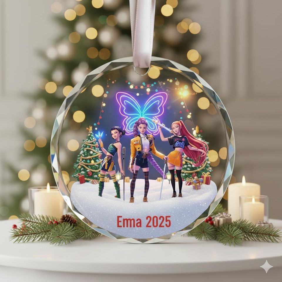 Personalized Name KPOP Ornament, KPOP Christmas Keepsake, Huntrix Ornament