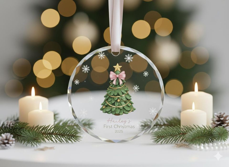 Babys First Christmas Ornament 2025, Personalized Newborn Christmas Tree Ornament