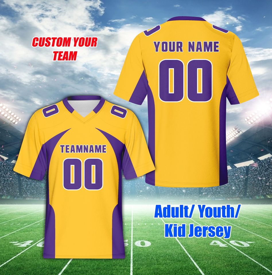 Personalized Name Football Team Jersey, Custom Color College Football Jersey, Game Day Jersey